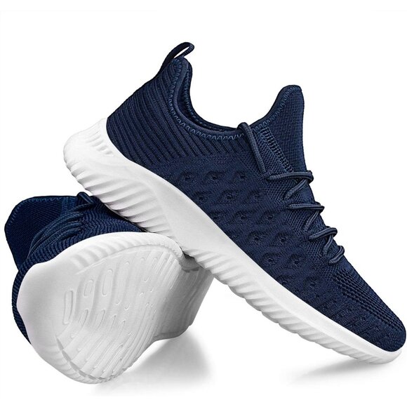 Women's Dark Blue Slip-On Walking Shoes Lightweight Breathable Non-Slip Sneakers - Picture 5 of 6